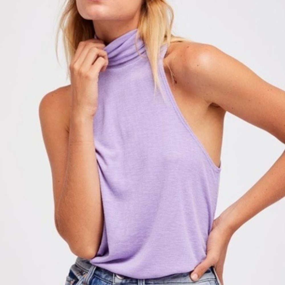 Free People Topanga Purple Sleeveless Turtleneck